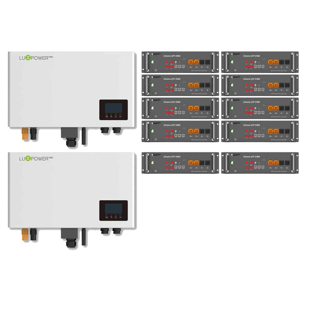 A picture of the Lux Double SQPOD + 24kWh Uhome Battery Storage Bundle.